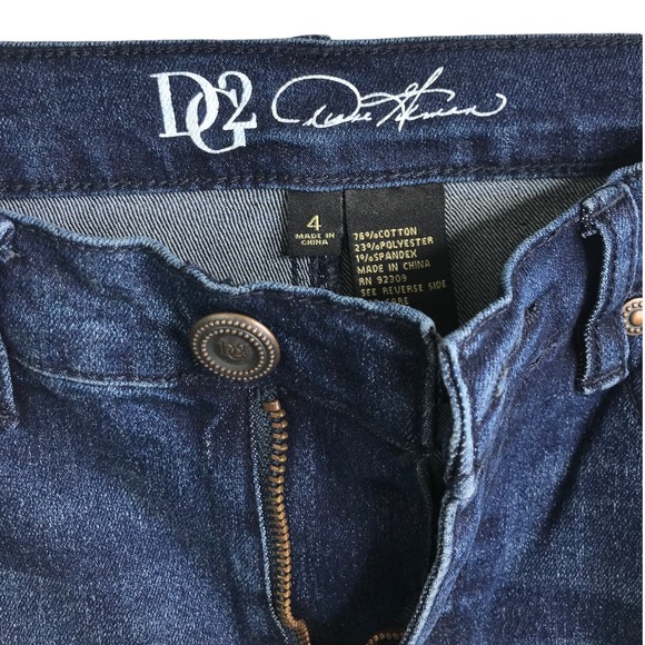 DG2 Diane Gilman Women Wide Leg Jeans boho Blue Floral Embroidered Cotton 4 NWT - Picture 4 of 7